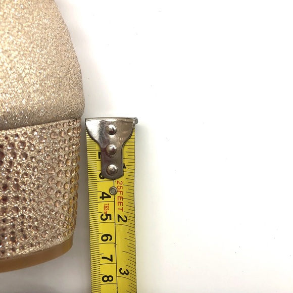 Champagne/Rose Gold Block Heel Sandals Open Toe - Picture 4 of 4